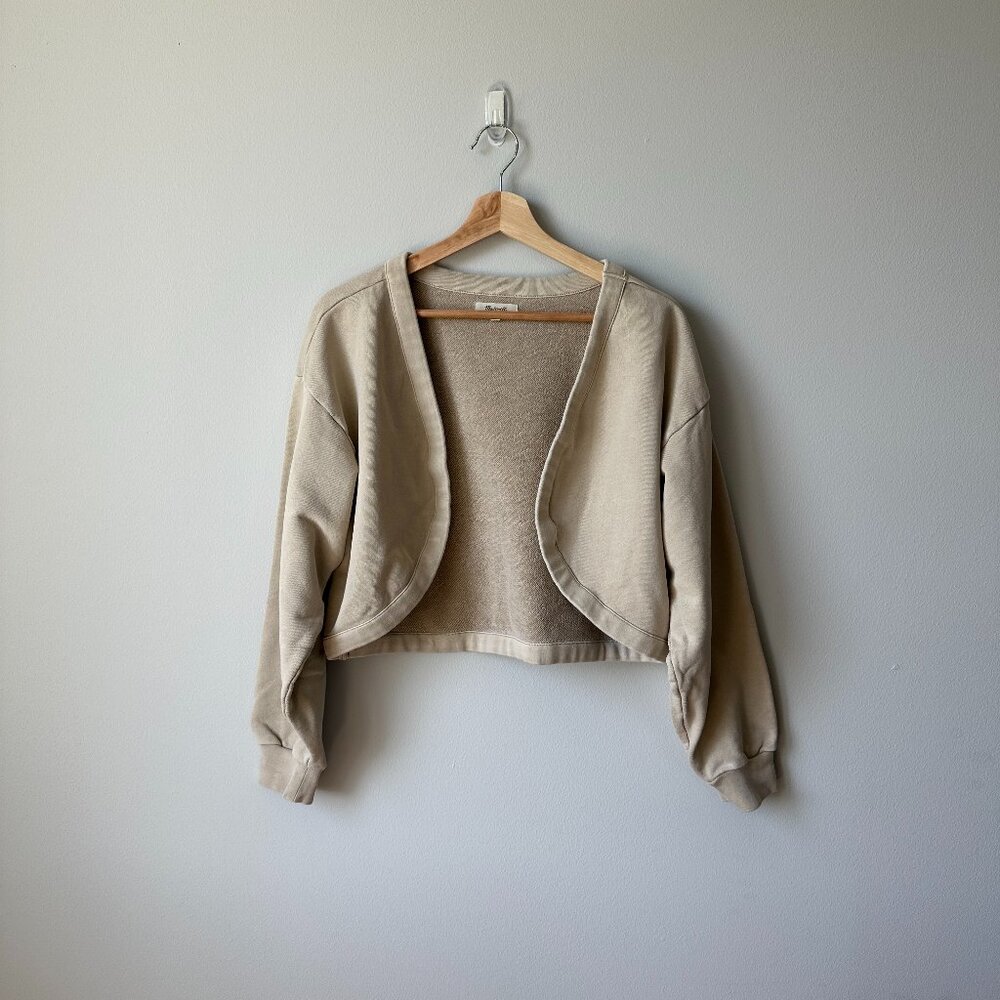 Madewell beige sweatshirt cropped cardigan